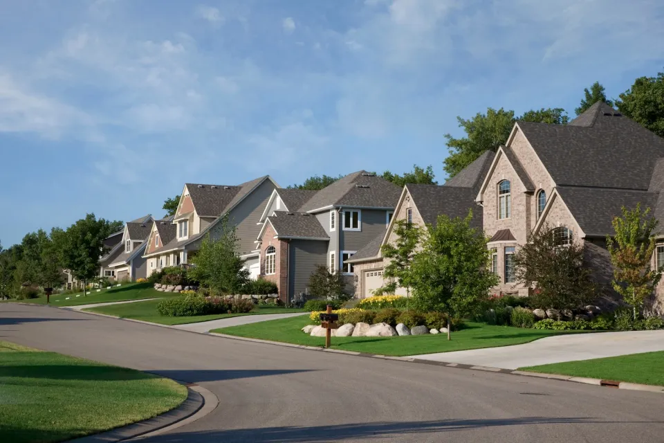 Row of suburban homes.